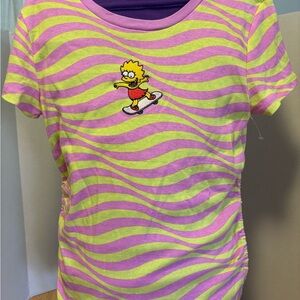 Lisa Simpson teen Pink and Yellow Striped Shirt